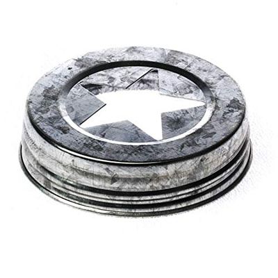Galvanized Wide Mouth Star Cutout Jar Lid | 6 pieces