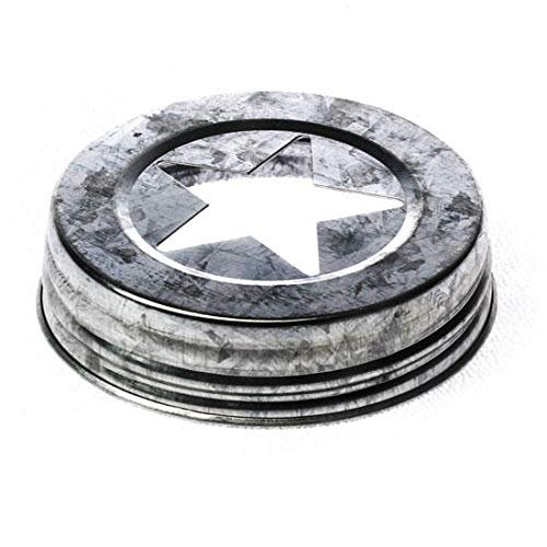 Galvanized Wide Mouth Star Cutout Jar Lid | 6 pieces