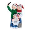 3D Selfie Family of 3 Christmas Ornament 2025 Personalized Family Christmas Ornaments 2025 | Holiday Snap Smartphone Personalized Tree Ornaments Customizable Gifts Santa Hat Selfie of Three Ornament view 1