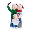 3D Selfie Family of 3 Christmas Ornament 2025 Personalized Family Christmas Ornaments 2025 | Holiday Snap Smartphone Personalized Tree Ornaments Customizable Gifts Santa Hat Selfie of Three Ornament view 2