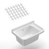 Adventa Wall Mounted Sink with Grid, Outdoor Resin, White, 50x35x24 view 3