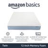 Amazon Basics Cooling Gel Memory Foam Mattress, Medium-Firm, CertiPUR-US Certified, Twin Size, 75 x 39 x 12 inches, White/Gray view 2