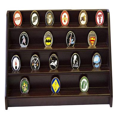 flag connections 4 Rows Shelf Challenge Coin Holder Display Casino Chips Holder Cherry Finish