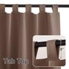 RYB HOME Extra Wide Outdoor Curtains for Patio Waterproof Tab Top Heavy Duty Thermal Insulated in Summer Full Coverage Privacy for Porch, Gazebo & Pergola, W100 x L95, Mocha, 1 Panel view 4