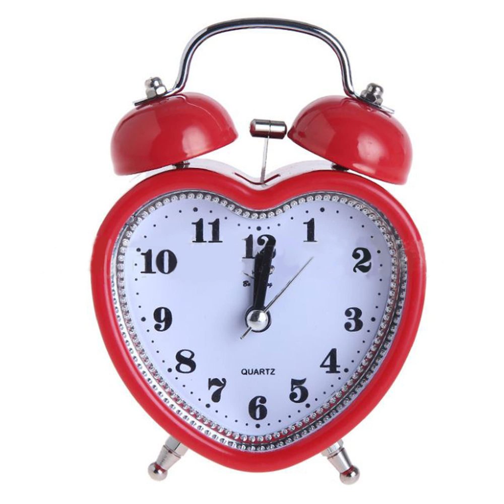 Monique 3in Loud Twin Bell Alarm Clock Silent Analog Quartz Nightlight Clock for Heavy Sleepers