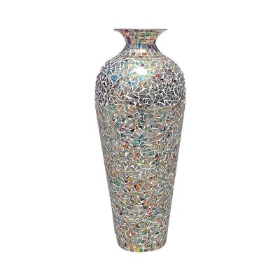 DecorShore 20 Tall Rainbow Mosaic Vase Bohemian Rhapsody Multicolor with Sparkling Metallic Flake | Handmade Home Decorative Vase for Centerpieces, Living Room, Bedroom, Tabletop