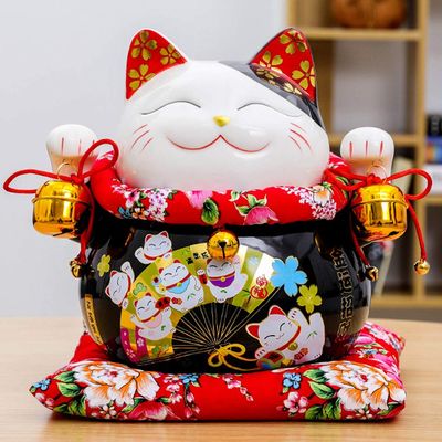 10'' Porcelain Lucky Cat Maneki Neko Feng Shui Cats [D9]