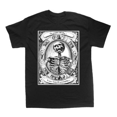 Chat Noir Memento Mori Shirt - Occult Skeleton Skull Gothic Death Pentagram Witchcraft (X-Large)