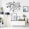 DEKADRON Metal World Map Wall Art - Compass Honeycomb Themed Metal Wall Art - 3D Wall Silhouette Metal Wall Decor Home Office Decoration Bedroom Living Room Decor (Black, 47" W x 36" H / 117x91 cm) view 1