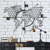 DEKADRON Metal World Map Wall Art - Compass Honeycomb Themed Metal Wall Art - 3D Wall Silhouette Metal Wall Decor Home Office Decoration Bedroom Living Room Decor (Black, 47" W x 36" H / 117x91 cm) view 2