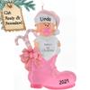 3D Personalized Babys First Christmas Ornament 2025 Girl | Baby's First Christmas Ornament 2025 Baby Ornaments for Xmas Tree My 1st Xmas Girl Ornaments for New Parents Couples - Baby in Pink Boot view 1