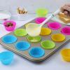 24Pack Silicone Muffin Cups, Reusable Cupcake Liners Molds for Baking, 3 Shapes Lunch Box Bento Dividers-Round, Square, and Rectangular (Colorsful, Regular Size) view 2