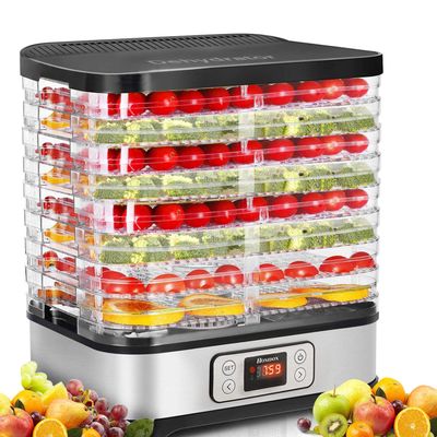 Homdox Food Dehydrator Machine, 8 BPA-Free Trays, 72H Timer & Temperature Control 158F Max, 400W Dehydrator for Food and Jerky, Fruit, Herbs, Meat, Veggies, Dog Treats, Fruit Roll Sheet Included