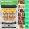 Homdox Food Dehydrator Machine, 8 BPA-Free Trays, 72H Timer & Temperature Control 158F Max, 400W Dehydrator for Food and Jerky, Fruit, Herbs, Meat, Veggies, Dog Treats, Fruit Roll Sheet Included view 2