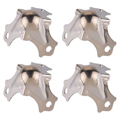 Medium Nickel Plated Trunk Corner Protector | Pack of 4 | Furniture Corner Guard Hardware for Small Trunk, Jewelry Box, Chest, Cabinet, Musical Speaker | UA-35-THPN (4)