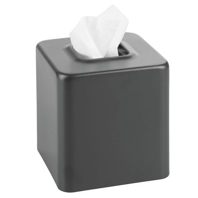 mDesign Metal Square Tissue Box Cover, Modern Facial Paper Holder - Accessories for Bathroom Vanity Countertop, Bedroom Dresser, Night Stand, Desk, Office, End Table - Unity Collection - Graphite Gray
