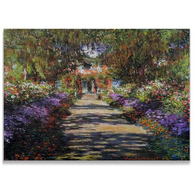 Monet Wall Art Collection Canvas Pathway in Monet's Garden at Giverny, 1901 Prints Wrapped Gallery Wall Art | Stretched and Framed Ready to Hang, 12X18