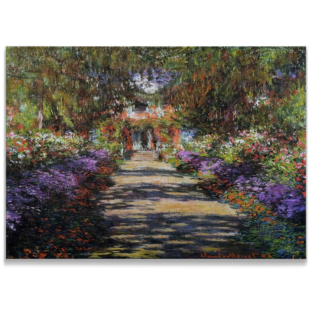 Monet Wall Art Collection Canvas Pathway in Monet's Garden at Giverny, 1901 Prints Wrapped Gallery Wall Art | Stretched and Framed Ready to Hang, 12X18