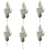 Factory Direct Craft Snowy Artificial Cypress and Pinecone Picks - Pack of 6 Snow and Glitter Accented Pine Stems (Size: 11" H) view 2