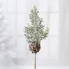 Factory Direct Craft Snowy Artificial Cypress and Pinecone Picks - Pack of 6 Snow and Glitter Accented Pine Stems (Size: 11" H) view 3