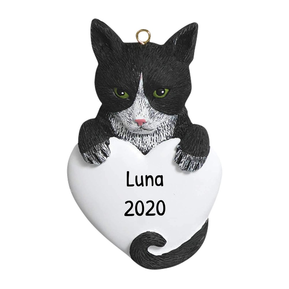 3D Tuxedo Cat Ornament Personalized Tuxedo Cat Ornaments for Christmas Tree 2025 - Personalized Pet Ornament Pet Christmas Ornaments Heart Unique Xmas Gifts for Kitten & Kitty Lovers Memorial Keepsake