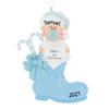 3D Personalized Babys First Christmas Ornament 2025 Boy | Baby's First Christmas Ornament 2025 Baby Ornaments for Xmas Tree My 1st Xmas Boy Ornaments for New Parents Couples - Baby in Blue Boot view 3