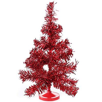 Factory Direct Craft Retro Red Tinsel Christmas Tree | 6 Pieces