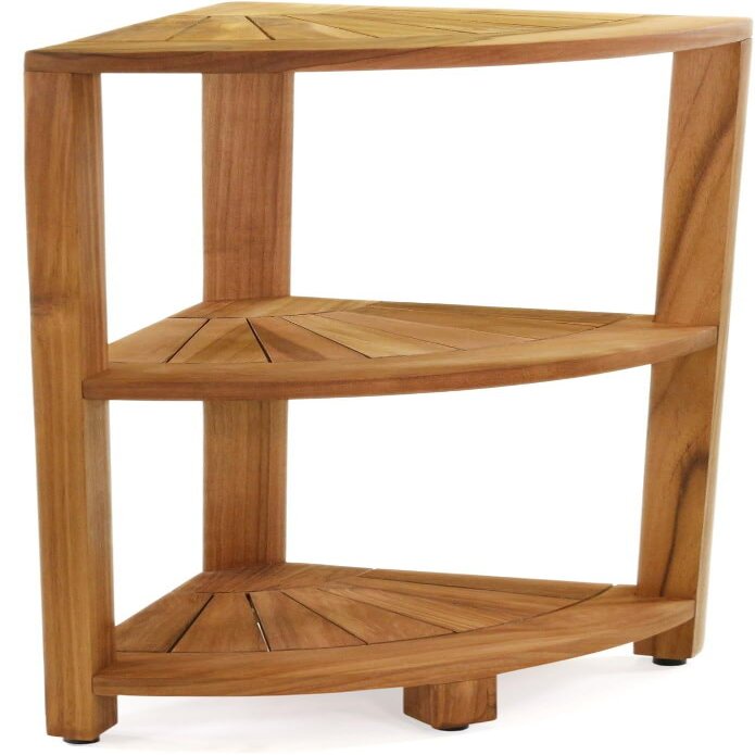 AquaTeak Kai-Petite Teak Corner Shower Storage Stand