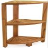 AquaTeak Kai-Petite Teak Corner Shower Storage Stand view 1