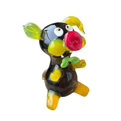 Yellow Glass Pig Figurine  Hand-Blown Murano-Style Miniature  Collectible Piggy Ornament for Shelf or Desk  Gift for Animal Lovers & Home Dcor