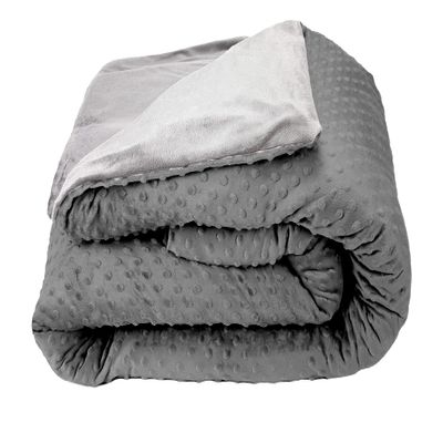 Blue Ridge Home Fashions 15 lbs, 20 lbs, 25 lbs, Cooled Weighted Blanket for Adults Removable Duvet Cover, 60x80 Breatable Machine Washable Premium Cotton, 48x72''/15lb, Gray/Light Gray