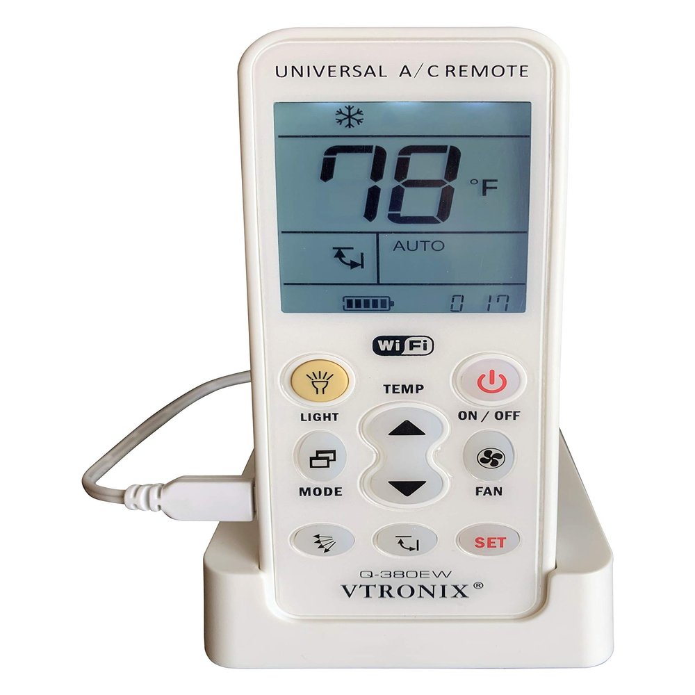 VTRONIX Q-380EW Universal Mini Split WiFi Compatible Remote with F or C Degrees Display, Full Weekly Programming of Mini Split Units and Remote Monitoring Through The Phone App
