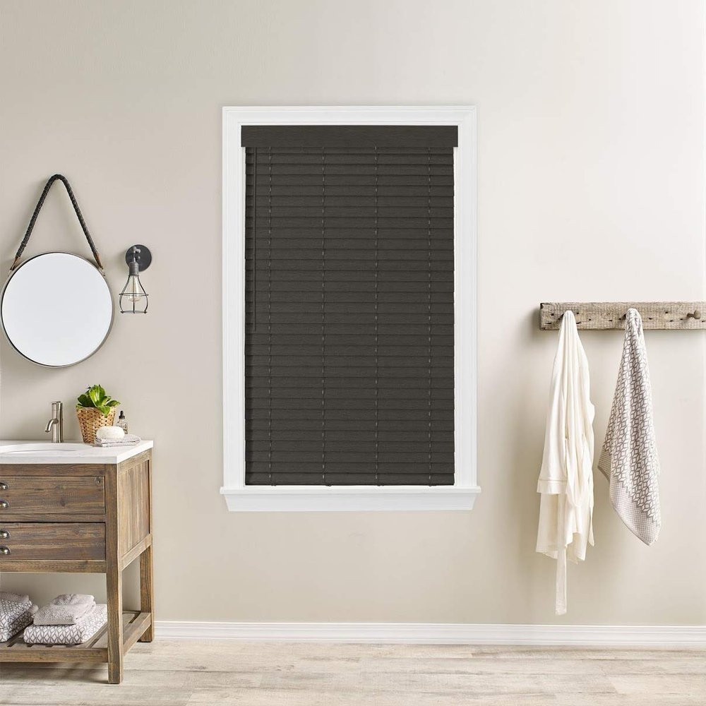 2 Bravada Simple Selections Premium Cordless Faux Wood Blinds, Ashwood Grey 68 1/2Wx72L
