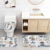 Amagical 4Pcs Summer Sea Stars Ship Bottle Seashell Pearl Blue Starfish Bathroom Mat Set Shower Curtain Set Bathroom Mat Contour Mat Toilet Cover Shower Curtain with 12 Hooks (Bottle Seashell) view 3