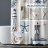 Amagical 4Pcs Summer Sea Stars Ship Bottle Seashell Pearl Blue Starfish Bathroom Mat Set Shower Curtain Set Bathroom Mat Contour Mat Toilet Cover Shower Curtain with 12 Hooks (Bottle Seashell) view 4