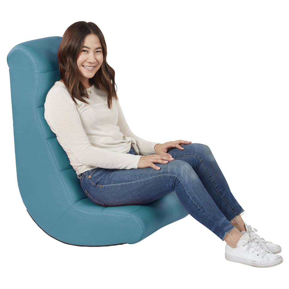 Factory Direct Partners 10489 Soft Ergonomic Horizontal Soft Video Rocker- Great for Reading, Gaming, Meditating, or TV for Kids Teens and Adults - Teal