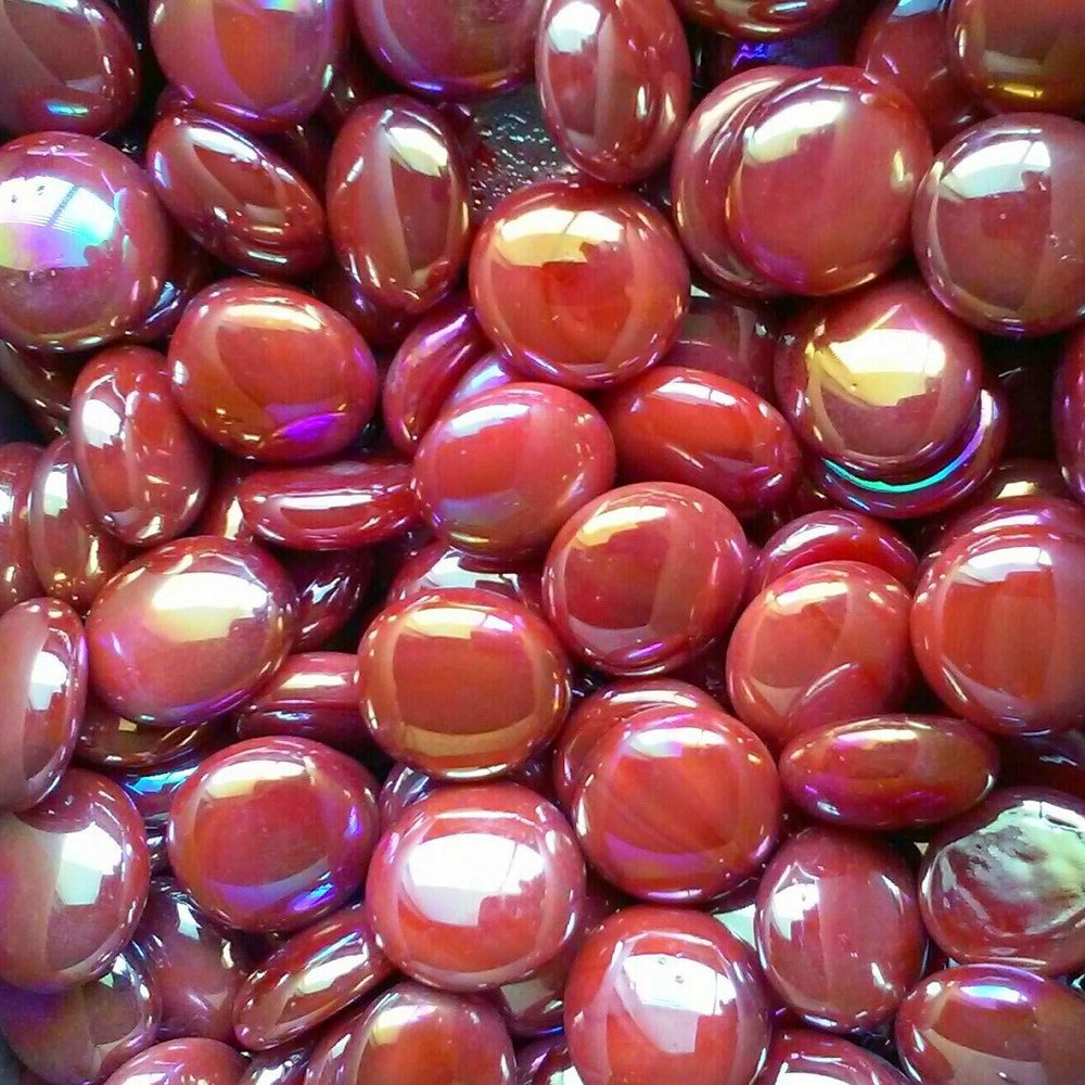 Creative Stuff Glass - Vase Fillers - Glass Gems (4 LB, Opal Red Irid Medium)