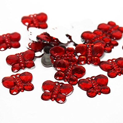 Factory Direct Craft Red Flat Back Butterfly Rhinestones | 720 Pieces
