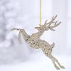 Factory Direct Craft Pack of 6 Platinum Glittered Leaping Deer Ornaments - Sparkling Accents for Christmas Trees, Parties, Holidays, and Special Occasions (9" W x 6" H) view 1