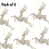 Factory Direct Craft Pack of 6 Platinum Glittered Leaping Deer Ornaments - Sparkling Accents for Christmas Trees, Parties, Holidays, and Special Occasions (9" W x 6" H) view 2