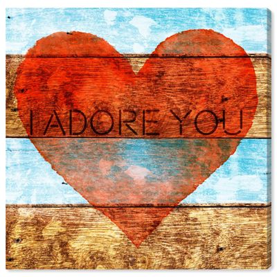 The Oliver Gal Artist Co. Typography and Quotes Wall Art Canvas Prints 'I Adore You' Home Dcor, 12" x 12", Red, Blue