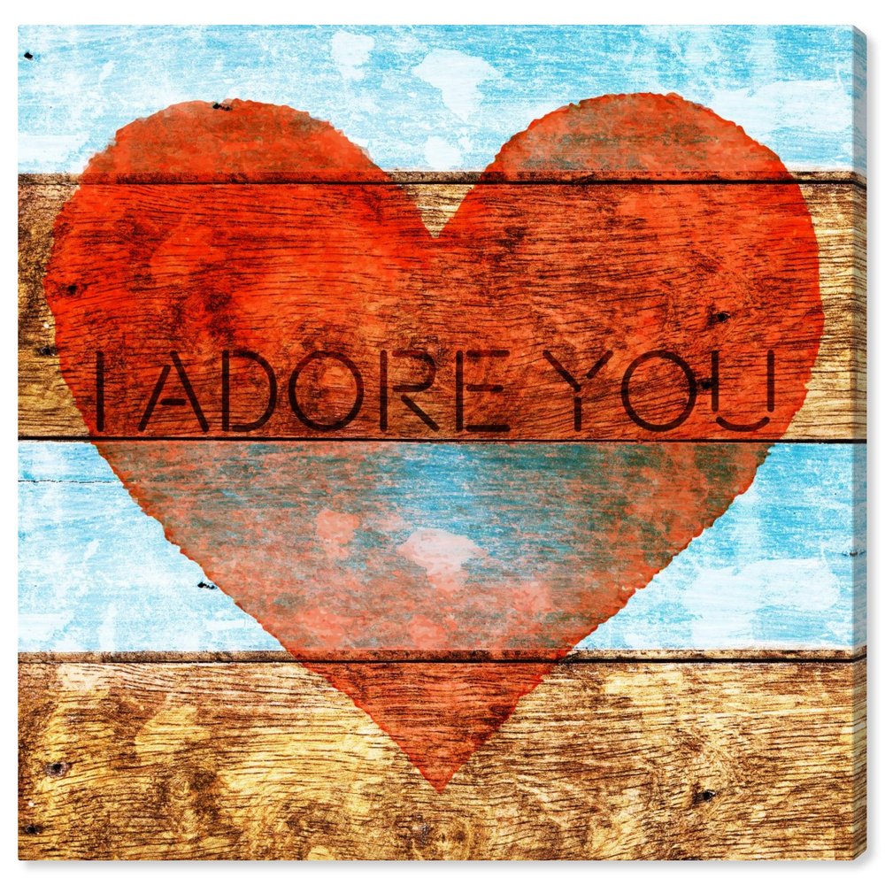 The Oliver Gal Artist Co. Typography and Quotes Wall Art Canvas Prints 'I Adore You' Home Dcor, 12" x 12", Red, Blue