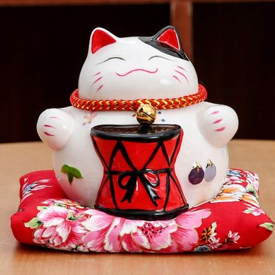 4.5'' Porcelain Lucky Cat Maneki Neko Feng Shui Cats Gifts B8