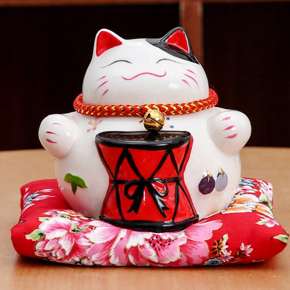 4.5'' Porcelain Lucky Cat Maneki Neko Feng Shui Cats Gifts B8