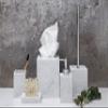 Kurrajong Farmhouse 5 Piece Bathroom Accessories Set Complete | Faux Marble and White Bathroom Accessory Set | Tissue Box, Toilet Brush, Soap Dish, Soap Dispenser, Toothbrush Holder view 3
