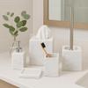 Kurrajong Farmhouse 5 Piece Bathroom Accessories Set Complete | Faux Marble and White Bathroom Accessory Set | Tissue Box, Toilet Brush, Soap Dish, Soap Dispenser, Toothbrush Holder view 4