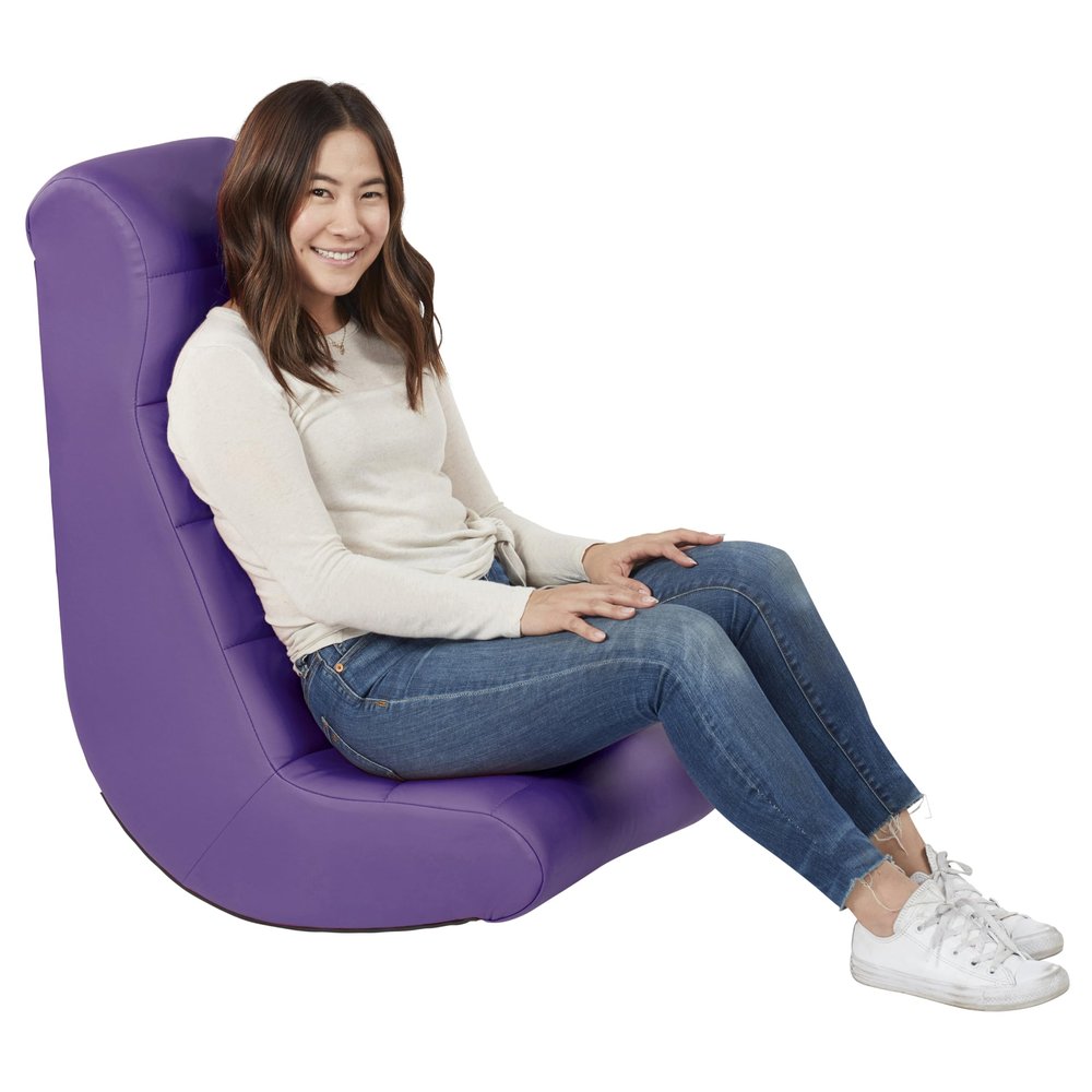 Factory Direct Partners 10489-PU Soft Ergonomic Horizontal Soft Video Rocker - Great for Reading, Gaming, Meditating, or TV for Kids Teens and Adults - Purple