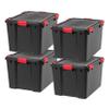 IRIS USA WeatherPro 74 Qt Storage Bins with Lids, 4 Pack, BPA-Free Plastic Gasket Box with Tight Latch and Seal, Stackable Nestable Tote Tub - Black/Red view 1