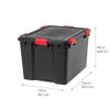 IRIS USA WeatherPro 74 Qt Storage Bins with Lids, 4 Pack, BPA-Free Plastic Gasket Box with Tight Latch and Seal, Stackable Nestable Tote Tub - Black/Red view 3