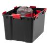 IRIS USA WeatherPro 74 Qt Storage Bins with Lids, 4 Pack, BPA-Free Plastic Gasket Box with Tight Latch and Seal, Stackable Nestable Tote Tub - Black/Red view 4